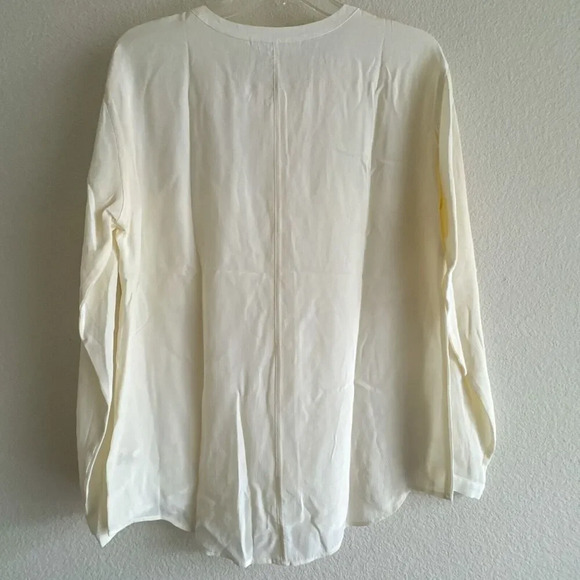 Everlane Pocket Silk Long Sleeve Blouse Women Small Button Shirt Cream Ivory - Picture 6 of 8